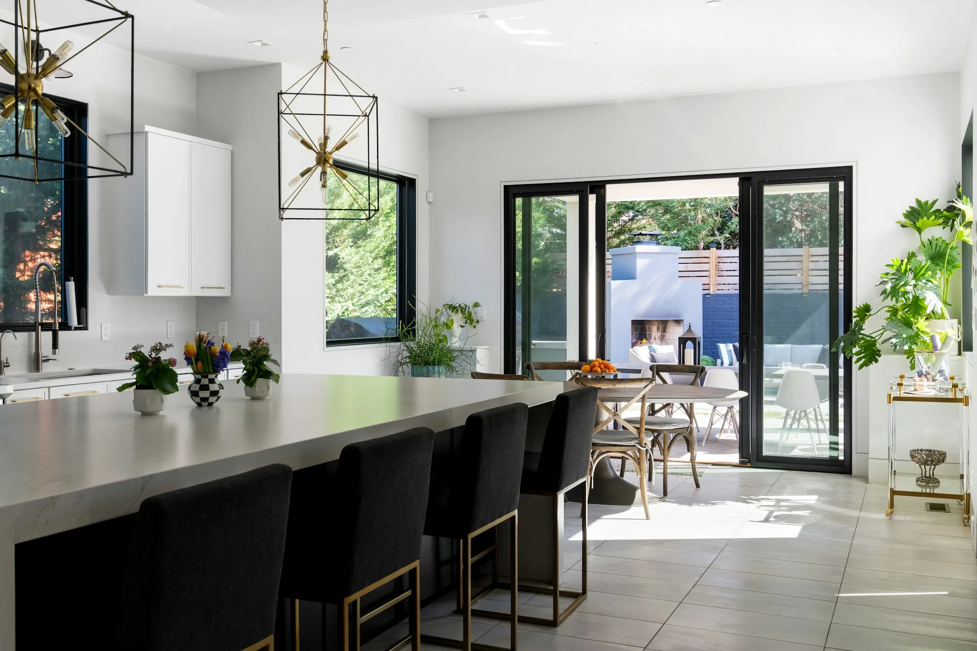 Updated kitchen with fresh cabinetry and lighting